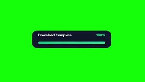 Downloading progress bar animation with 65 percent counter against a green .. Stock Footage 344709727