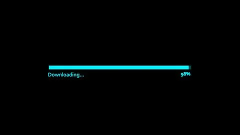 Downloading progress bar on a black background. Illustrazione stock