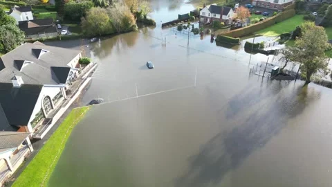 Downpatrick- Flooded Cricket Club# Stock Footage 255076451
