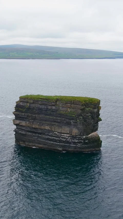 Downpatrick Head coastal landmark with iconic Dun Briste sea stack. Ireland. Stock Footage 309680118