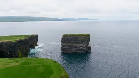 Downpatrick Head coastal landmark with iconic Dun Briste sea stack. Ireland. 스톡 동영상 312806516