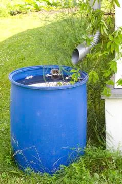 Downpipe and barrel Stock Photos