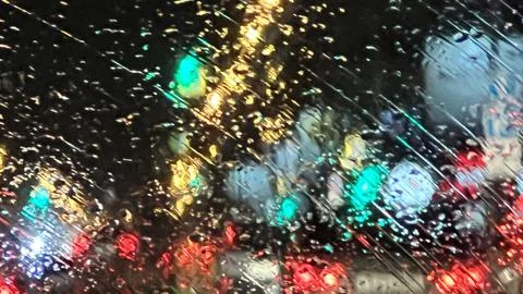 Downpour on the road Stock Photos