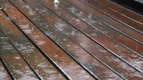 Downpour on surface. Wet decks. Stock Footage 158080597