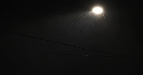 Downpour - Under A Street Light Stock Footage 90366830