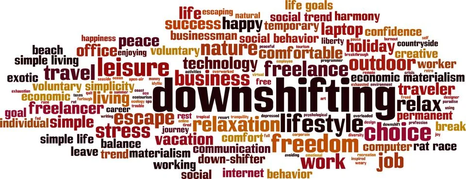 Downshifting word cloud Stock Illustration