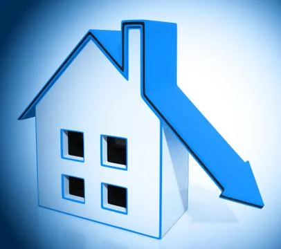Downsize Home House Means Downsizing Property Due To Retirement Or Budget - 3 库存插图