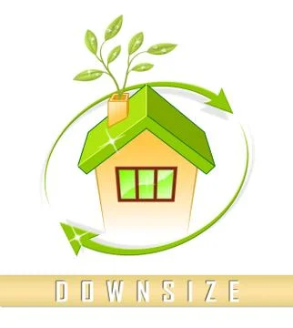 Downsize Home Icon Means Downsizing Property Due To Retirement Or Budget - 3d 库存插图