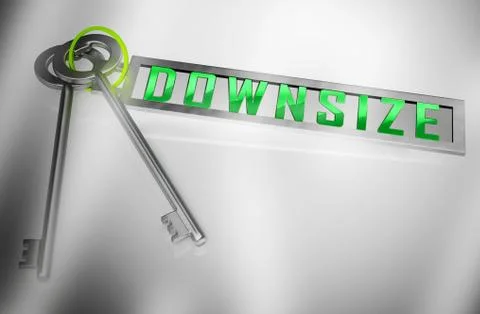 Downsize Home Keys Means Downsizing Property Due To Retirement Or Budget - 3d Stock Illustration