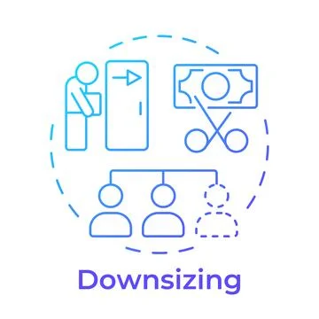Downsizing blue gradient concept icon Stock Illustration