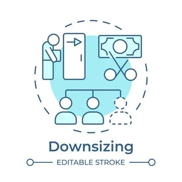 Downsizing soft blue concept icon Stock Illustration