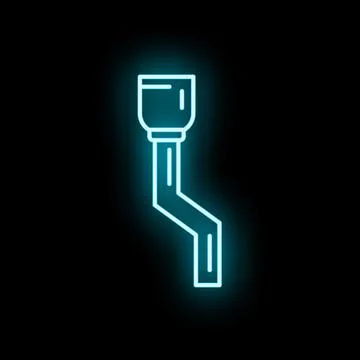 Downspout gutter pipe neon glowing icon Stock Illustration