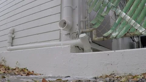Downspout water drifting Stock Footage 47588164