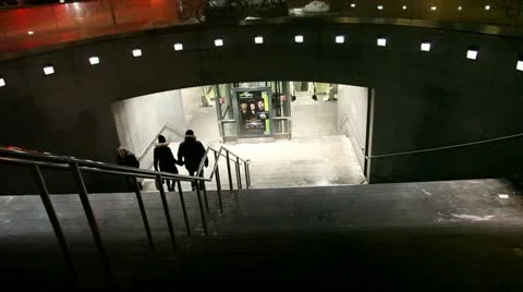 Downstairs to the metrostation Video stock 22225449