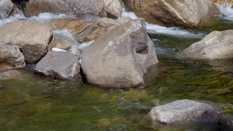 Downstream River from Waterfall in Yosemite 스톡 동영상 87852623