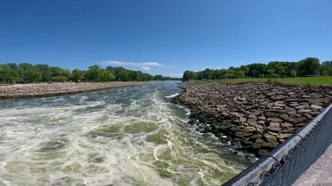 Downstream of the Saylorville Dam Outflow on the Des Moines River in Iowa: Stock Footage 284062014