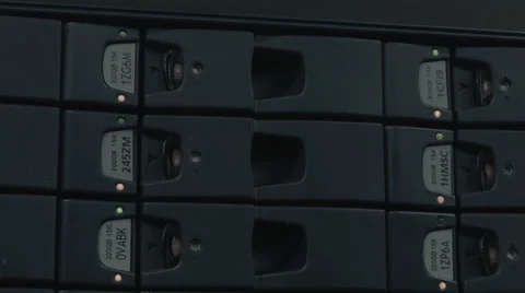 Downtilt over HDD array interfaces Video stock 57751533