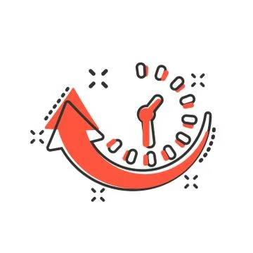 Downtime icon in comic style. Uptime vector cartoon illustration on white iso 스톡 일러스트
