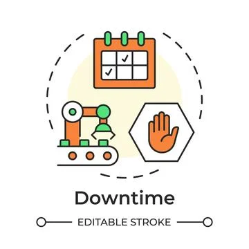 Downtime multi color concept icon Stock Illustration