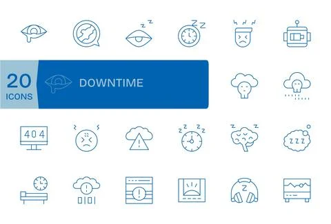 Downtime Vector Graphics Pack including 20 Thin Line 128x128 Pixel Aligned .. 스톡 일러스트