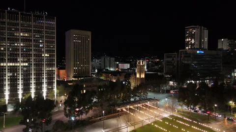 Downtown Adelaide at night Stock Footage 317496743
