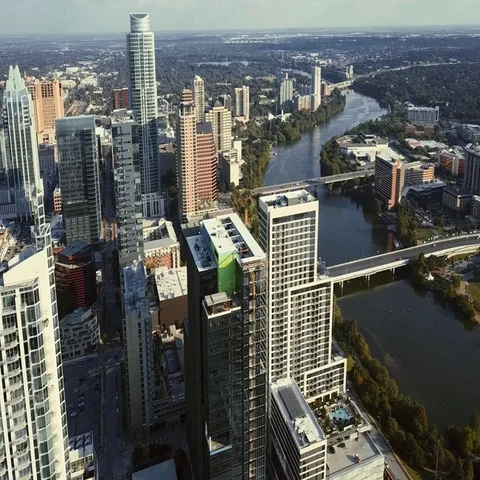 Downtown Aerial Pan Stock Footage 69525401