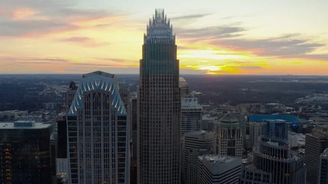 Downtown Aerials as the sun sets Video stock 125726385