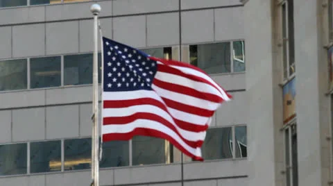 Downtown American Flag Video stock 24728001