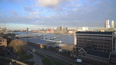 The downtown area of Rotterdam in the evening. Stock Footage 282369575