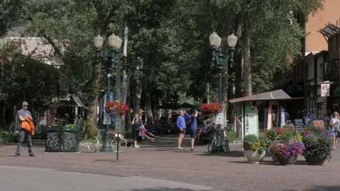 Downtown Aspen Shopping District Stock Footage 85287781