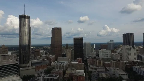 Downtown Atlanta Aerial Westin Peachtree Plaza Georgia Power Equitable Building Stock Footage