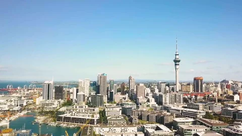 Downtown Auckland New Zealand Skyline Stock Footage