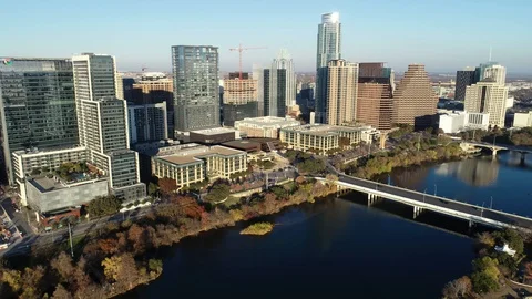 Downtown Austin along the river Hyperlapse Stock Footage 129794175