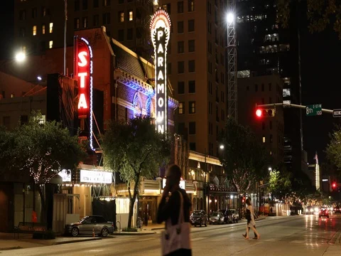 Downtown Austin Texas at night Stock Footage