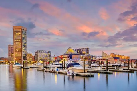 Downtown Baltimore city skyline , cityscape in Maryland USA Stock Photos