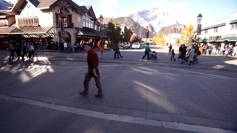 Downtown Banff crosswalk Stock Footage 101986122