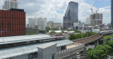 Downtown Bangkok Skytrain Stock Footage 119417326