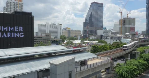 Downtown Bangkok Skytrain Stock Footage 119554802