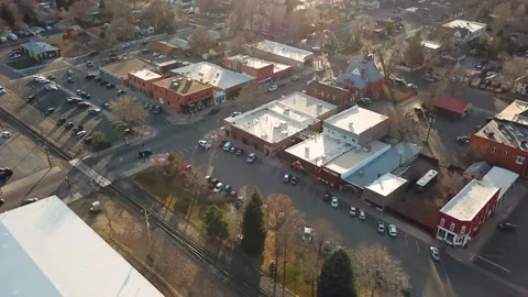 Downtown Berthoud | Colorado Front Range | City Center 1 | 4K Drone Footage Vídeo Stock 172079567