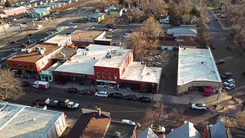 Downtown Berthoud | Colorado Front Range | City Center 2 | 4K Drone Footage Stock Footage 172079597
