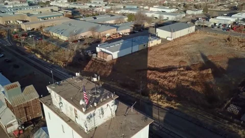 Downtown Berthoud | Colorado Front Range | Grain Elevator 2 | 4K Drone Footage Video stock 172079648