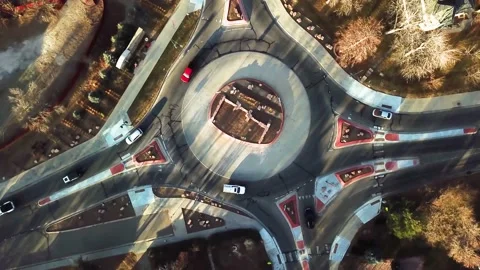 Downtown Berthoud | Colorado Front Range | Roundabout | 4K Drone Footage Stock Footage 172079795