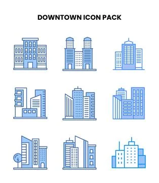 Downtown Blue Icons Pack Ilustración de archivo