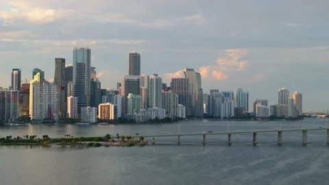 Downtown Brickell in Miami, Florida. William M Powell Bridge spanning across the Stock Footage 325352489