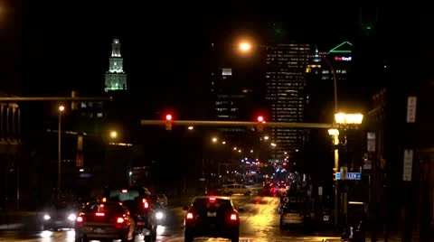 Downtown Buffalo at Night Stock Footage 11062806