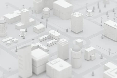 Downtown building, simulation city, 3d rendering. Stock Illustration
