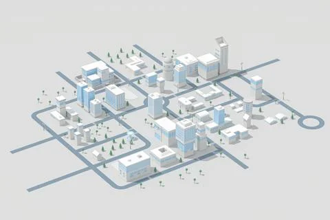 Downtown building, simulation city, 3d rendering. Stock Illustration