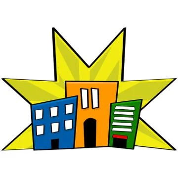 Downtown buildings Stock Illustration