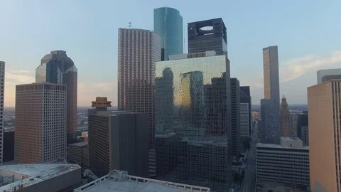 Downtown buildings reflecting at sunset. Stock Footage 90791133