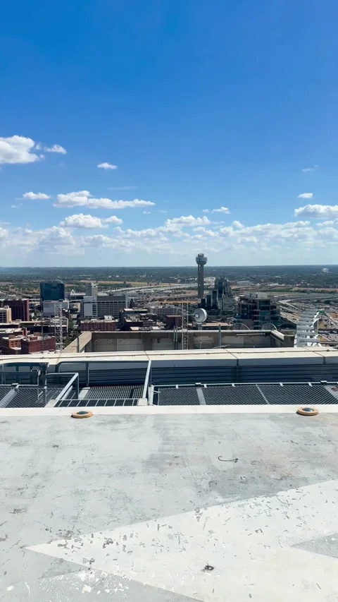 Downtown Buildings with Rooftop Foreground Stock Footage 344601386